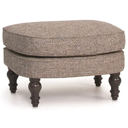 Upholstered Ottoman with Turned Wood Legs